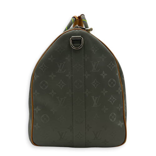Keepall 50 Titanium Top Handle Bag in Coated Canvas, Silver hardware
