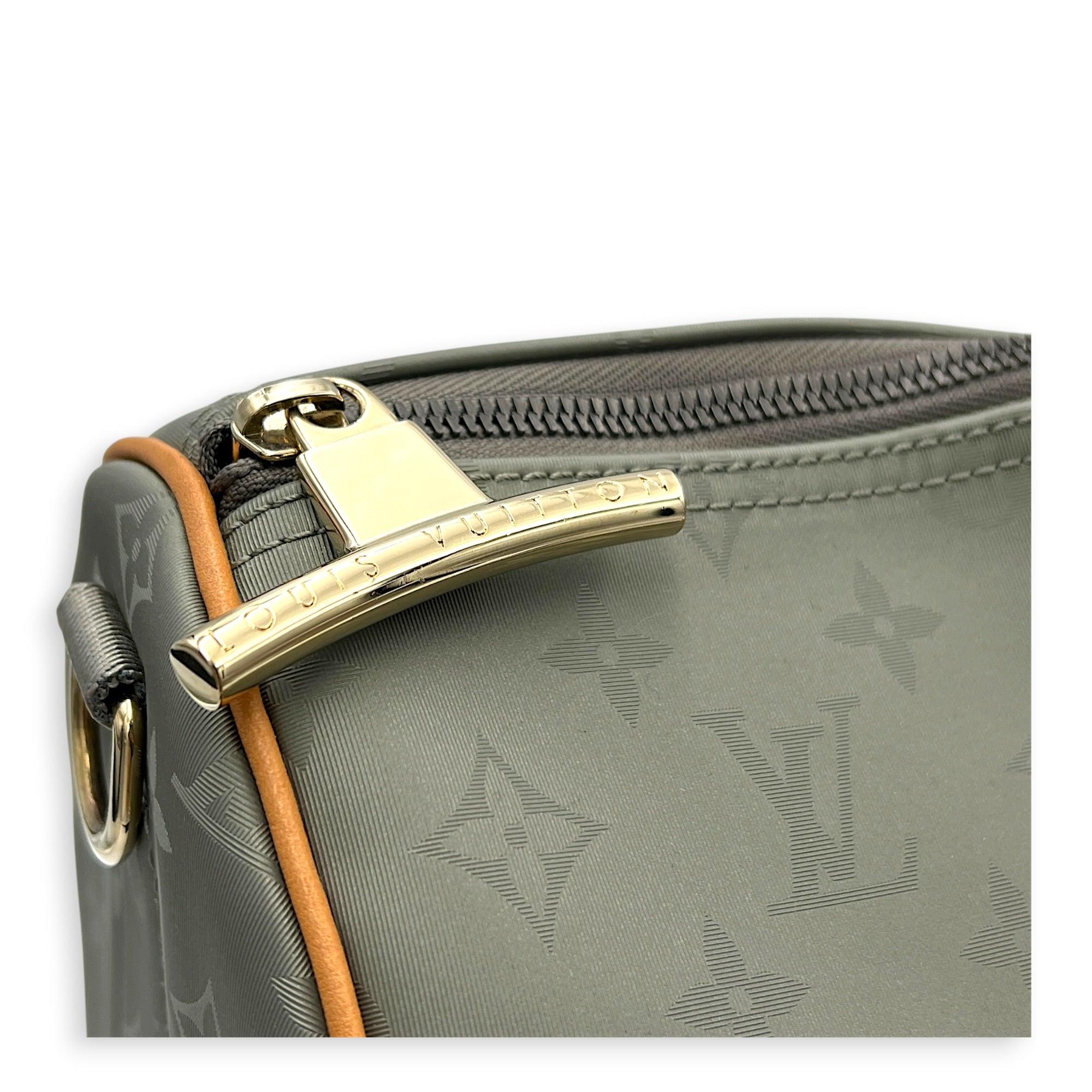 Keepall 50 Titanium Top Handle Bag in Coated Canvas, Silver hardware