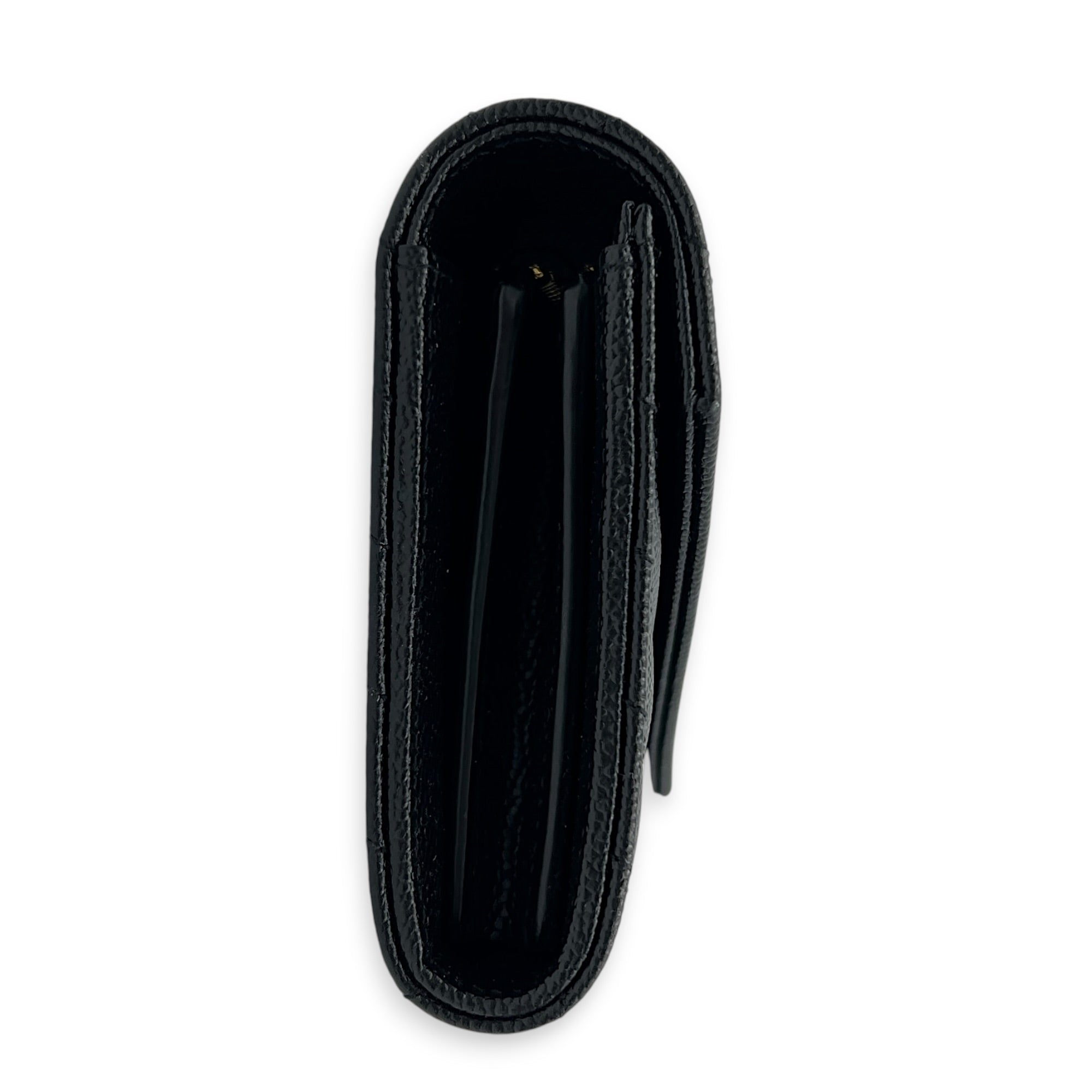 Cassandra Wallet Black in Calfskin, Gold hardware
