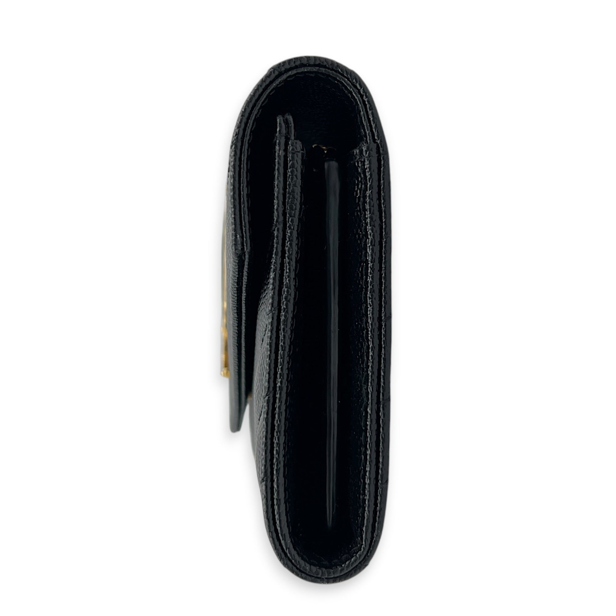 Cassandra Wallet Black in Calfskin, Gold hardware
