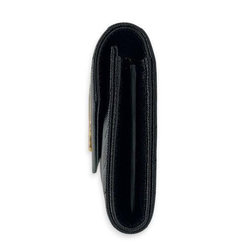 Cassandra Wallet Black in Calfskin, Gold hardware
