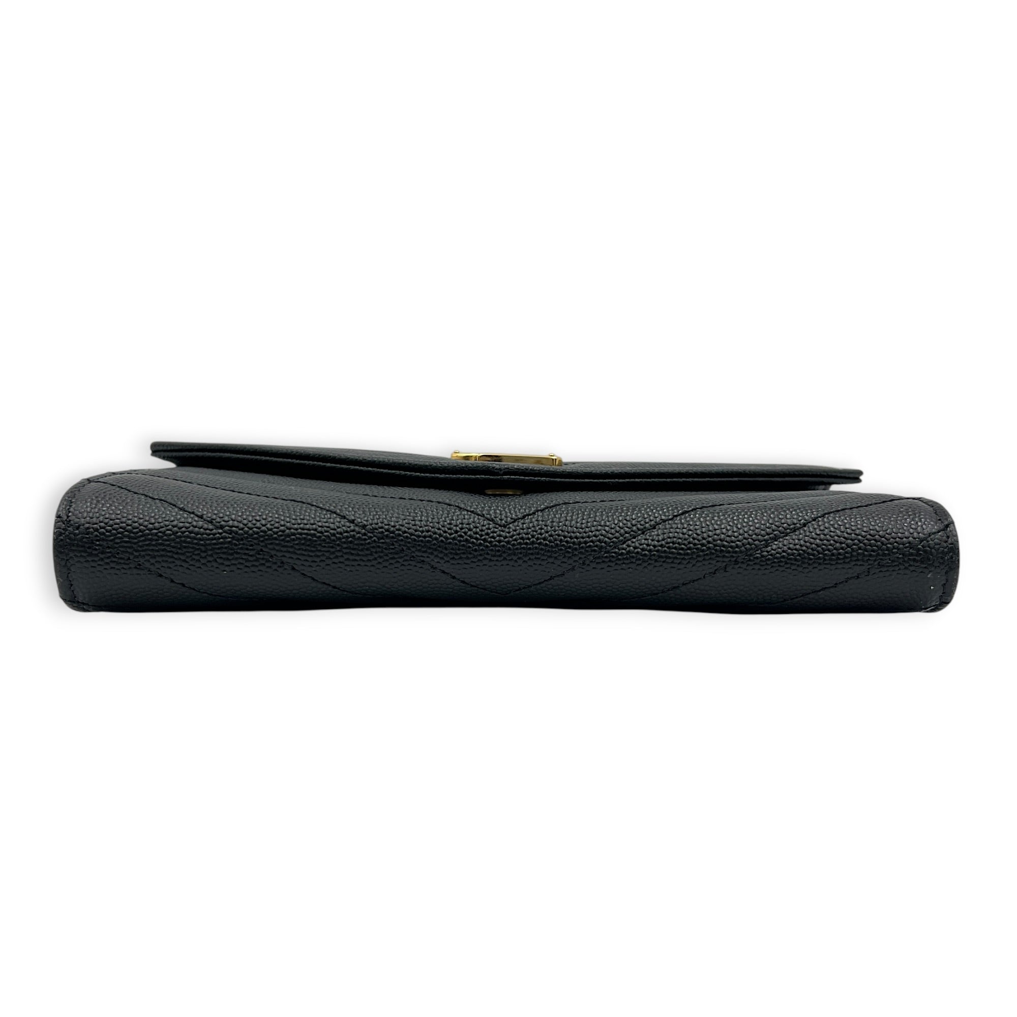 Cassandra Wallet Black in Calfskin, Gold hardware