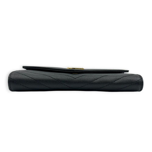 Cassandra Wallet Black in Calfskin, Gold hardware