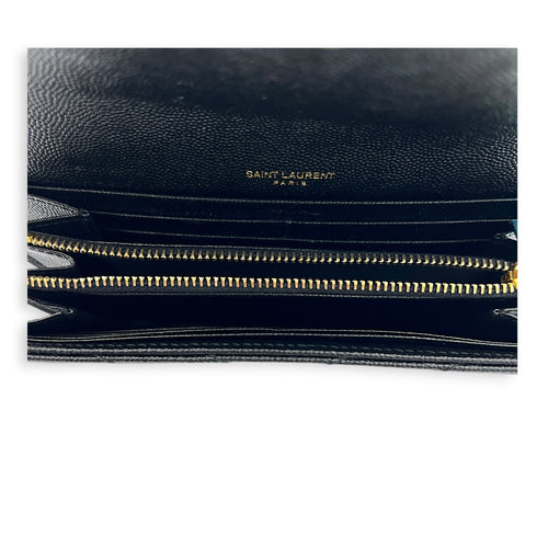 Cassandra Wallet Black in Calfskin, Gold hardware