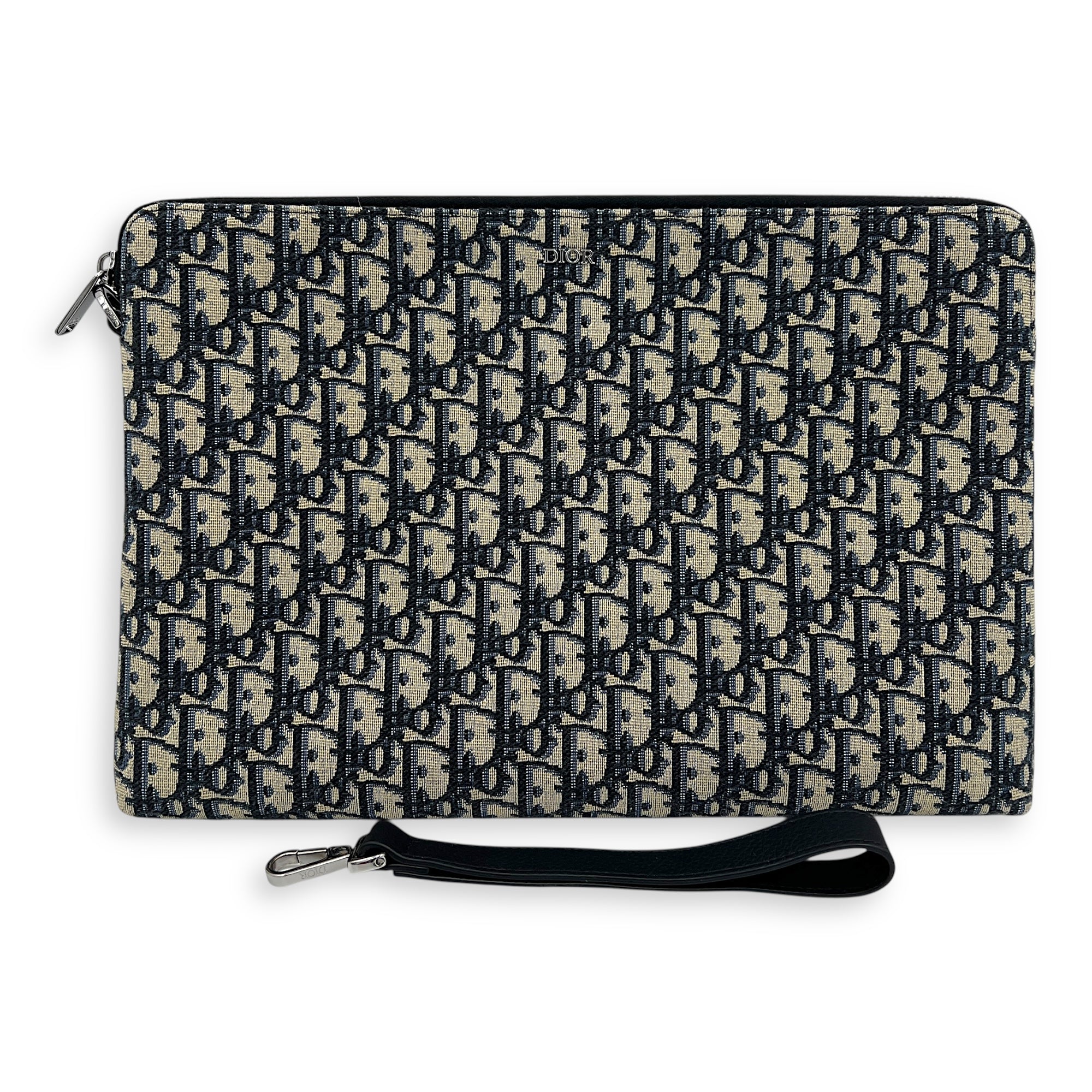 Oblique Pouch Blue in Jacquard, Silver hardware