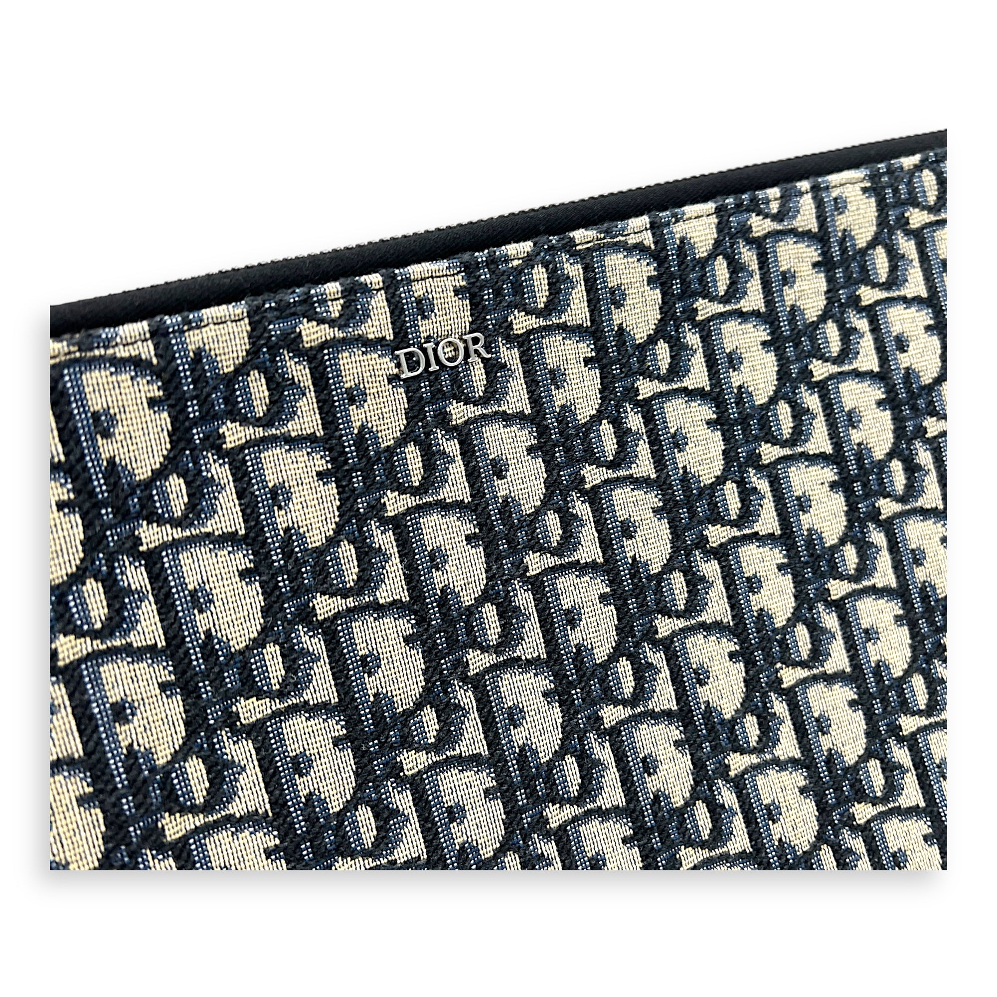 Oblique Pouch Blue in Jacquard, Silver hardware