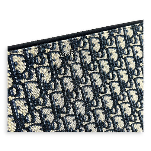 Oblique Pouch Blue in Jacquard, Silver hardware