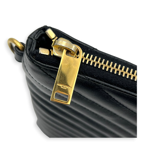 Cassandra Pouch Black in Calfskin, Gold hardware
