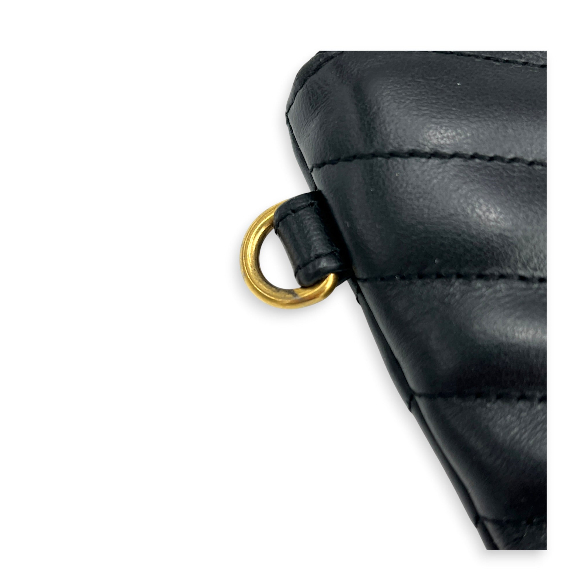 Cassandra Pouch Black in Calfskin, Gold hardware