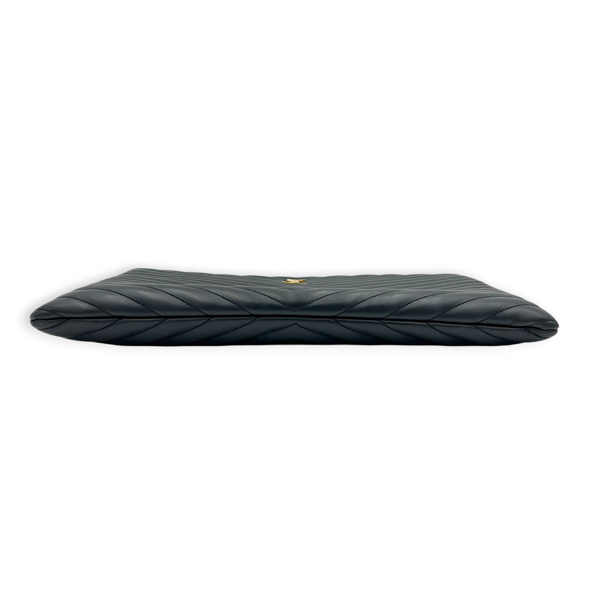 Cassandra Pouch Black in Calfskin, Gold hardware