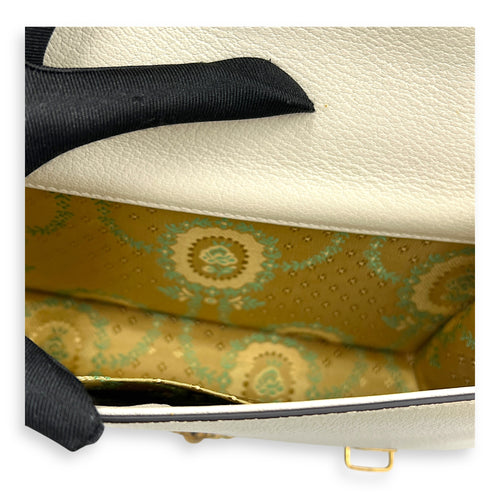 Ottilia Bamboo Top Handle Bag White in Calfskin, Gold hardware