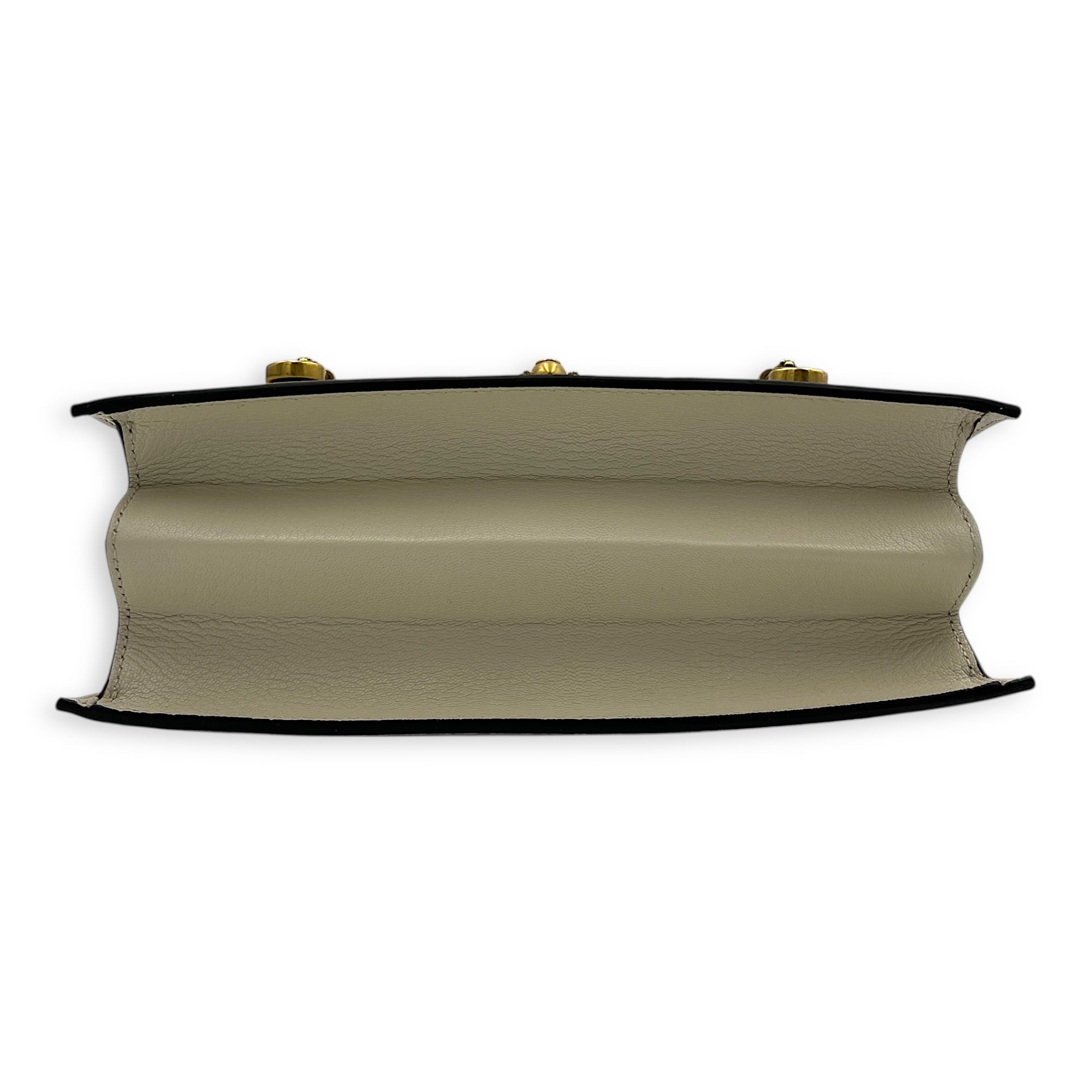 Ottilia Bamboo Top Handle Bag White in Calfskin, Gold hardware