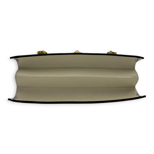 Ottilia Bamboo Top Handle Bag White in Calfskin, Gold hardware