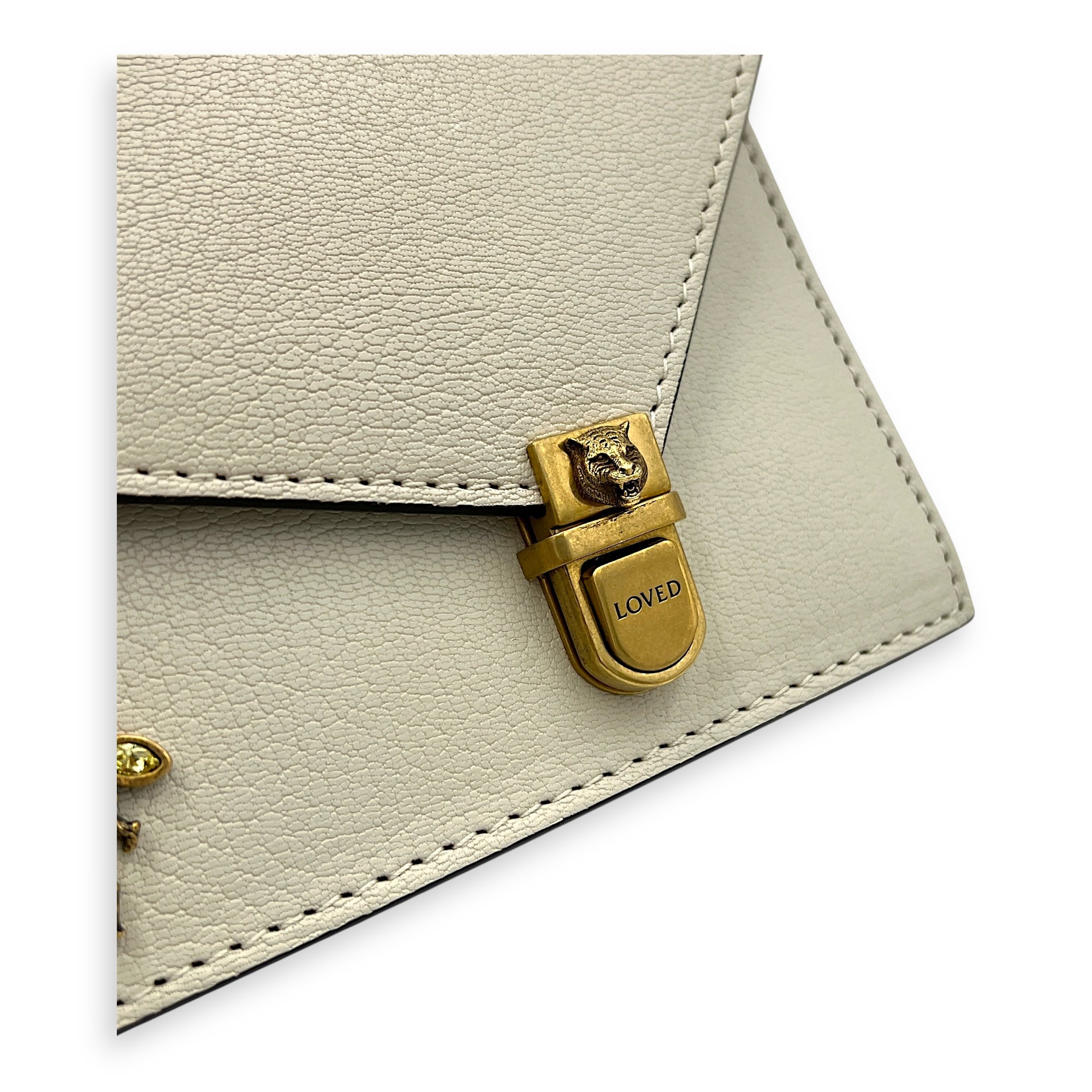 Ottilia Bamboo Top Handle Bag White in Calfskin, Gold hardware