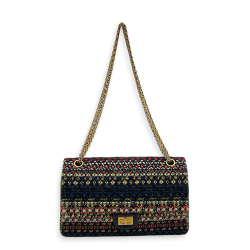 2.55 Shoulder Bag Multi-colour in Tweed, Silver hardware