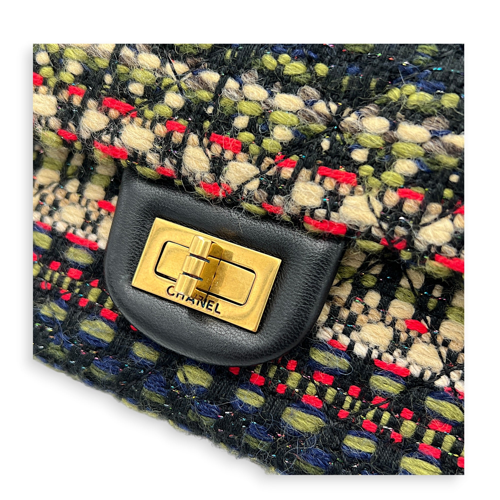 2.55 Shoulder Bag Multi-colour in Tweed, Silver hardware