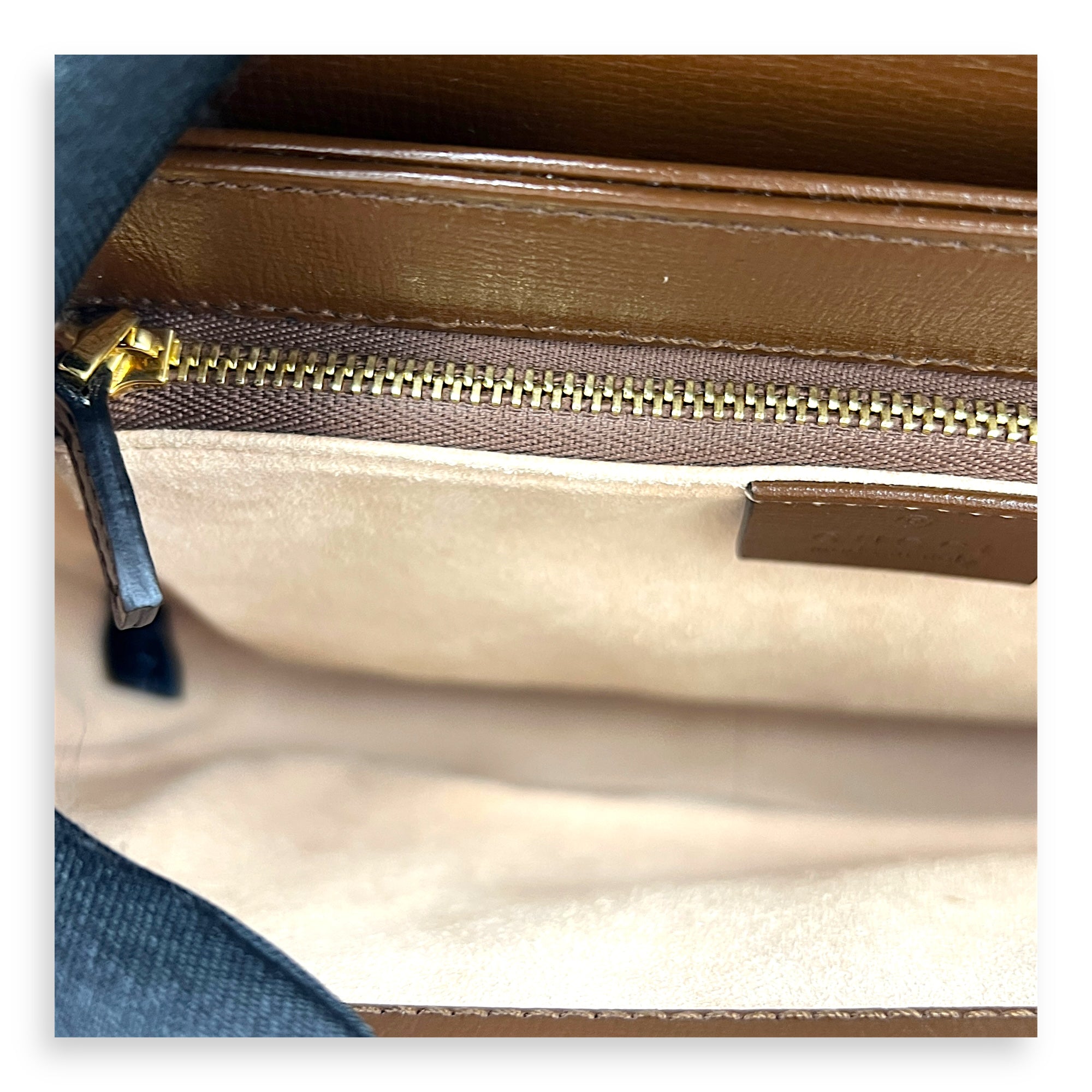 Horsebit 1955 Shoulder Bag Brown in Coated Canvas, Gold hardware