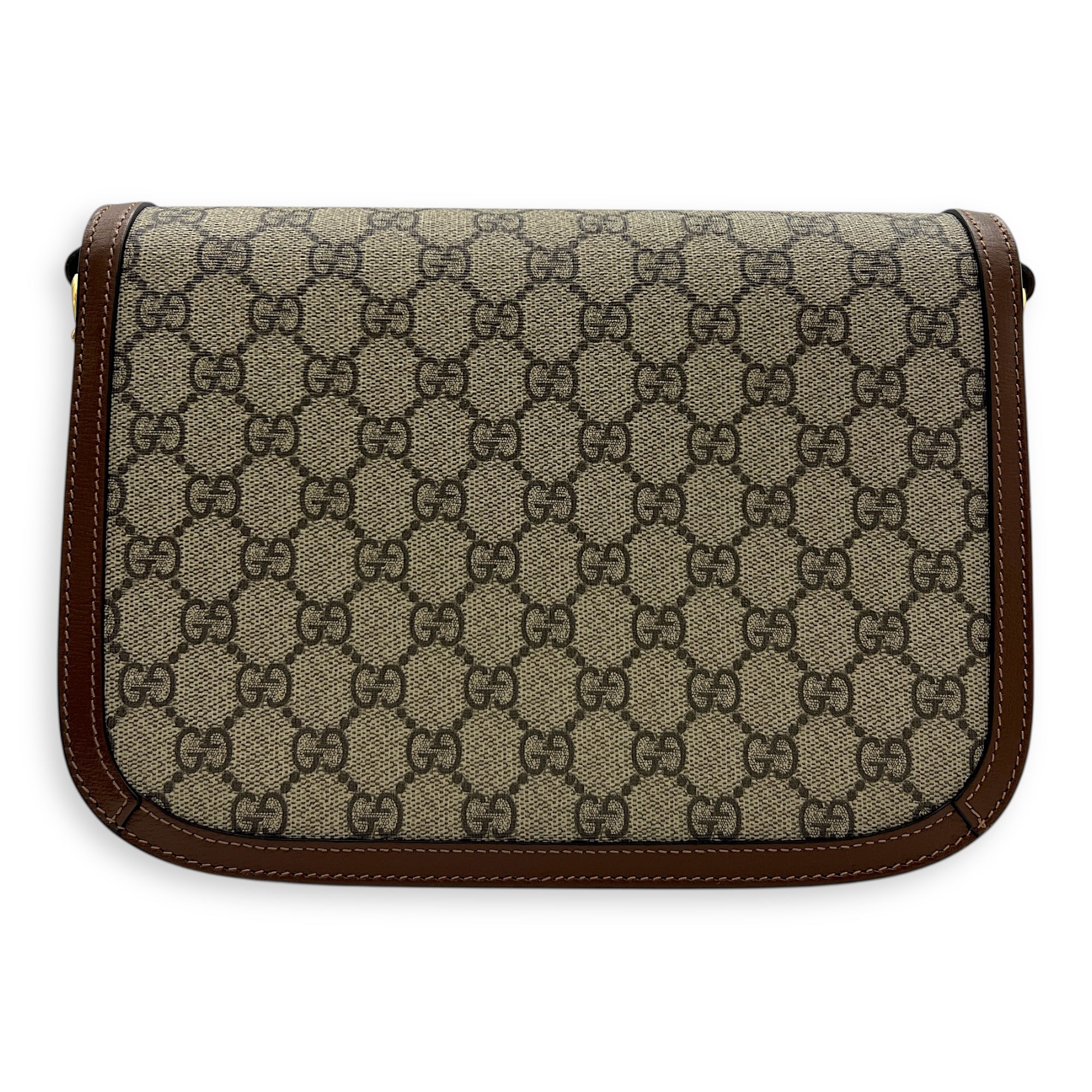 Horsebit 1955 Shoulder Bag Brown in Coated Canvas, Gold hardware