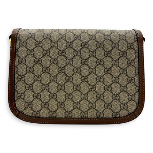 Horsebit 1955 Shoulder Bag Brown in Coated Canvas, Gold hardware