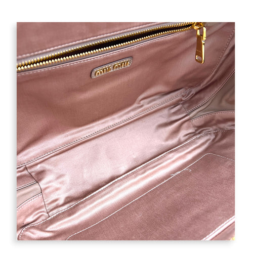 Matelassé Pink Top Handle Bag in Lambskin, Gold hardware