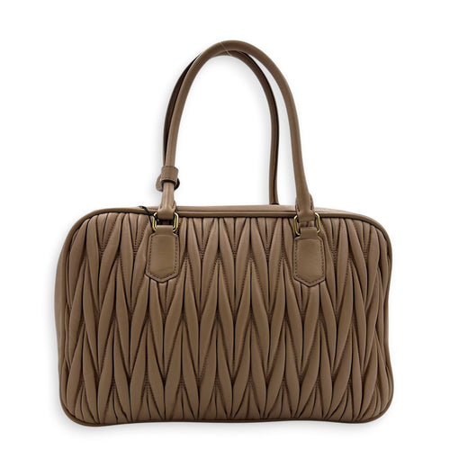 Matelassé Pink Top Handle Bag in Lambskin, Gold hardware