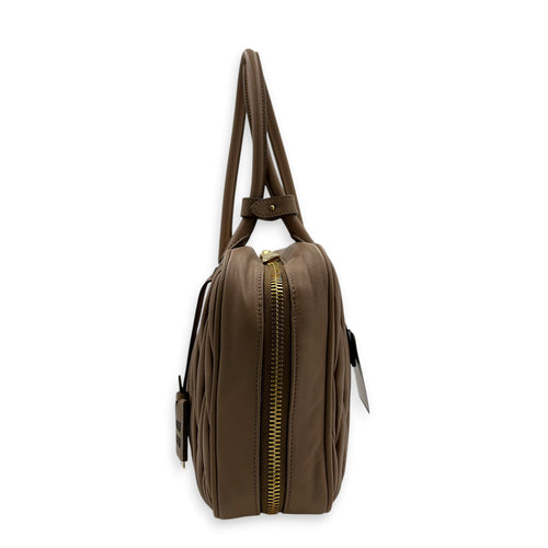 Matelassé Pink Top Handle Bag in Lambskin, Gold hardware