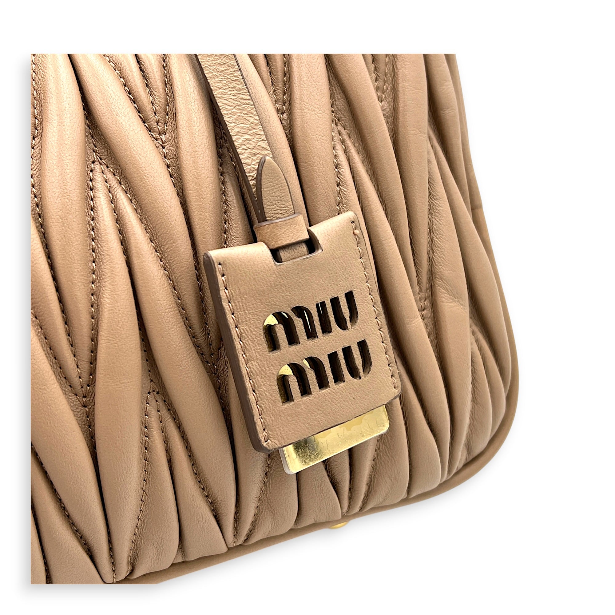 Matelassé Pink Top Handle Bag in Lambskin, Gold hardware