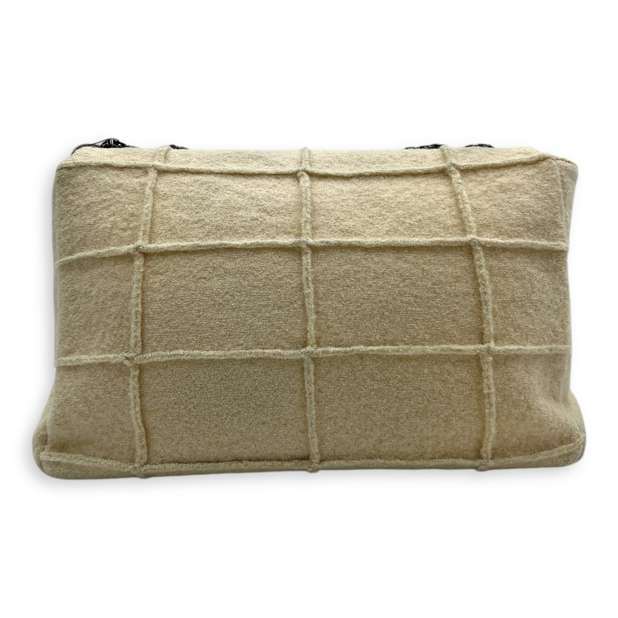 2.55 Shoulder Bag White in Wool, Gunmetal hardware