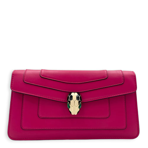 Serpenti Forever Pink Shoulder Bag in Calfskin, Gold hardware