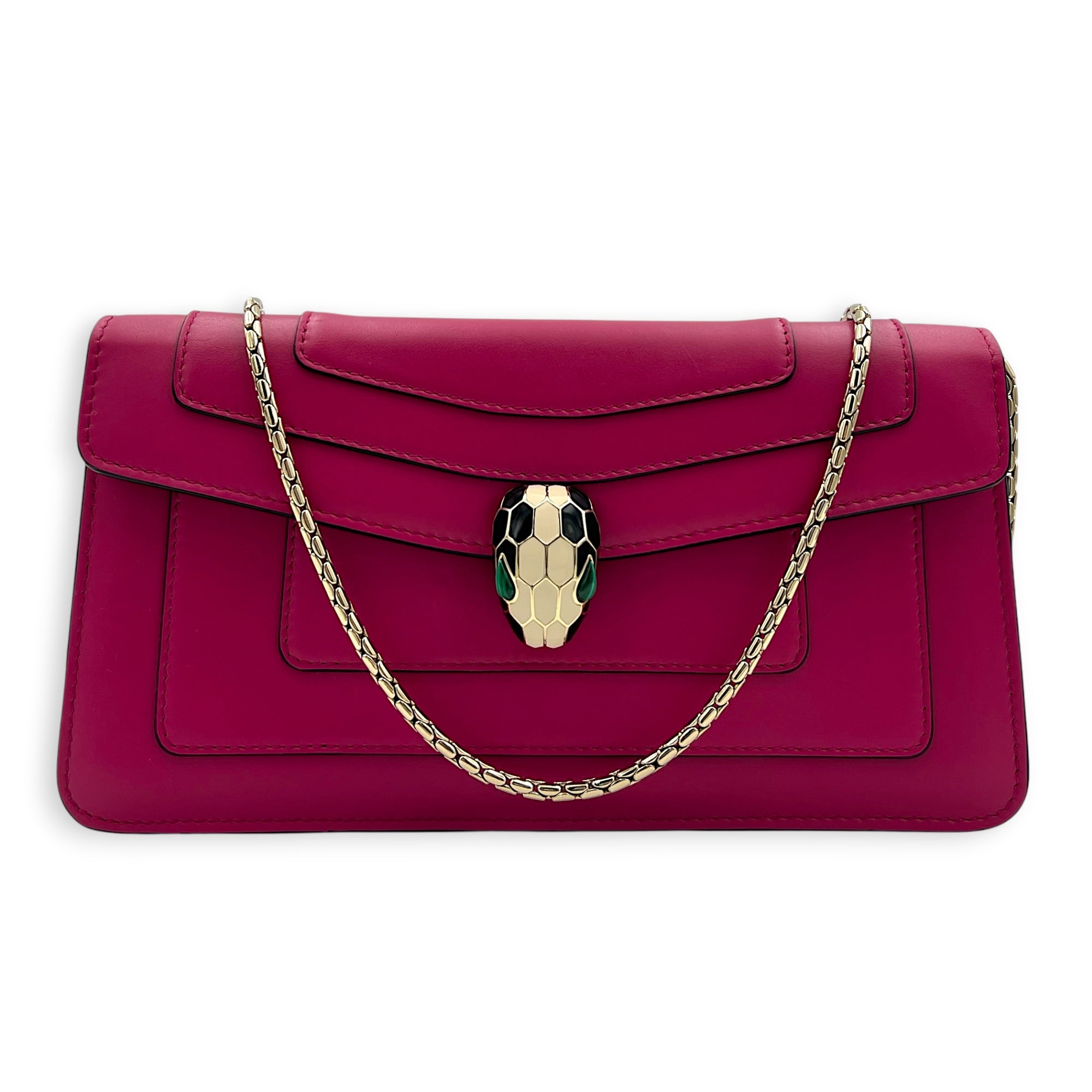 Serpenti Forever Pink Shoulder Bag in Calfskin, Gold hardware