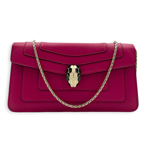 Serpenti Forever Pink Shoulder Bag in Calfskin, Gold hardware