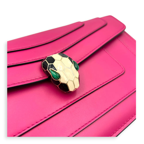 Serpenti Forever Pink Shoulder Bag in Calfskin, Gold hardware