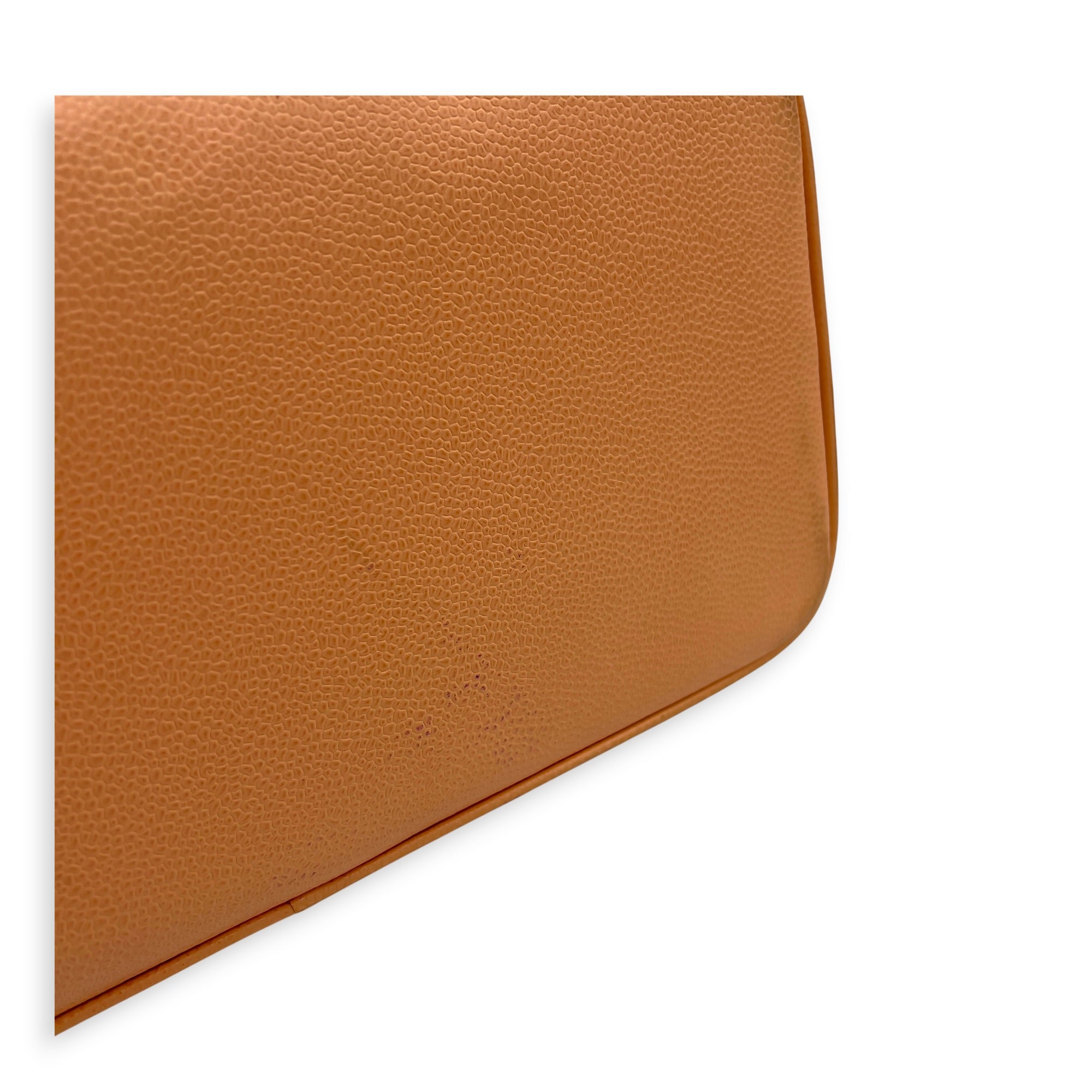 Medallion Peach Tote Bag in Caviar Leather, Gold hardware