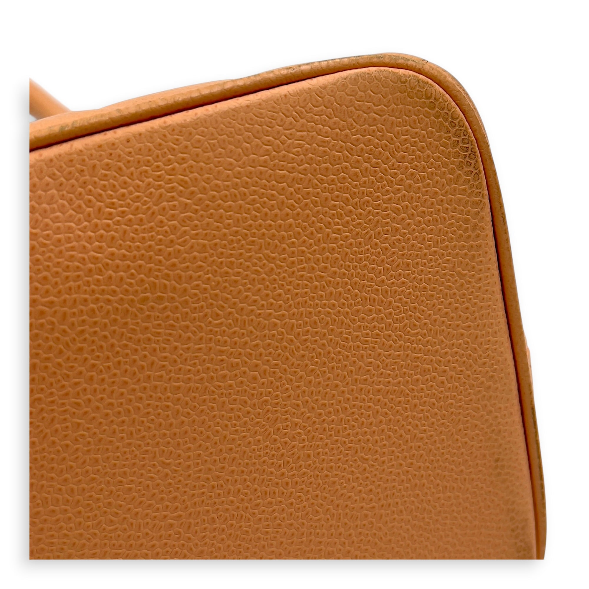 Medallion Peach Tote Bag in Caviar Leather, Gold hardware