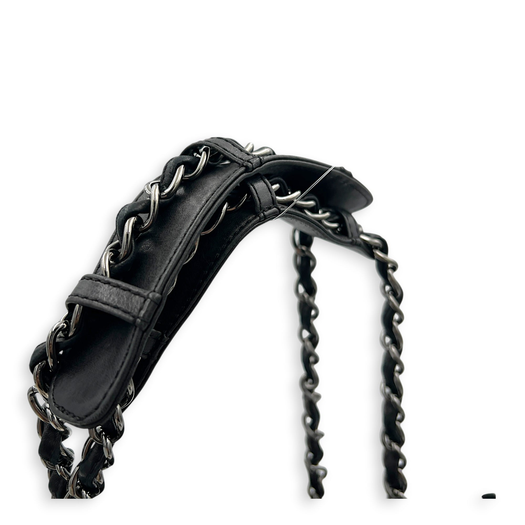 Ritz Flap Shoulder Bag Black in Saffiano Leather, Silver hardware