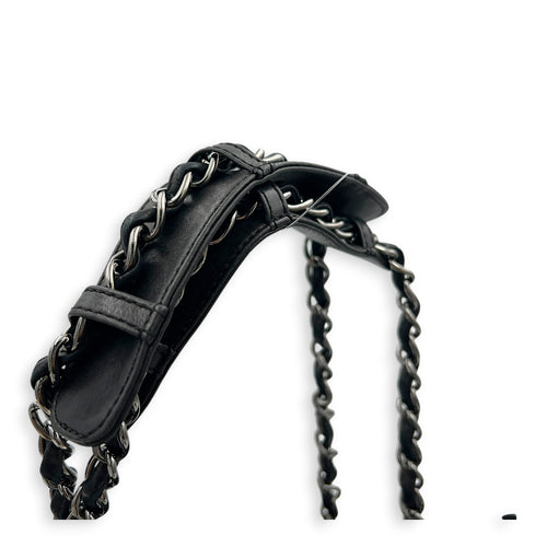 Ritz Flap Shoulder Bag Black in Saffiano Leather, Silver hardware