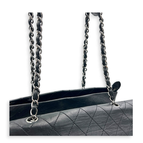 Ritz Flap Shoulder Bag Black in Saffiano Leather, Silver hardware