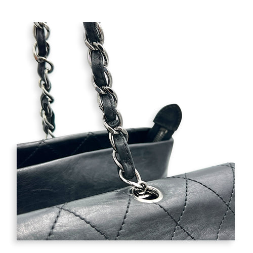Ritz Flap Shoulder Bag Black in Saffiano Leather, Silver hardware