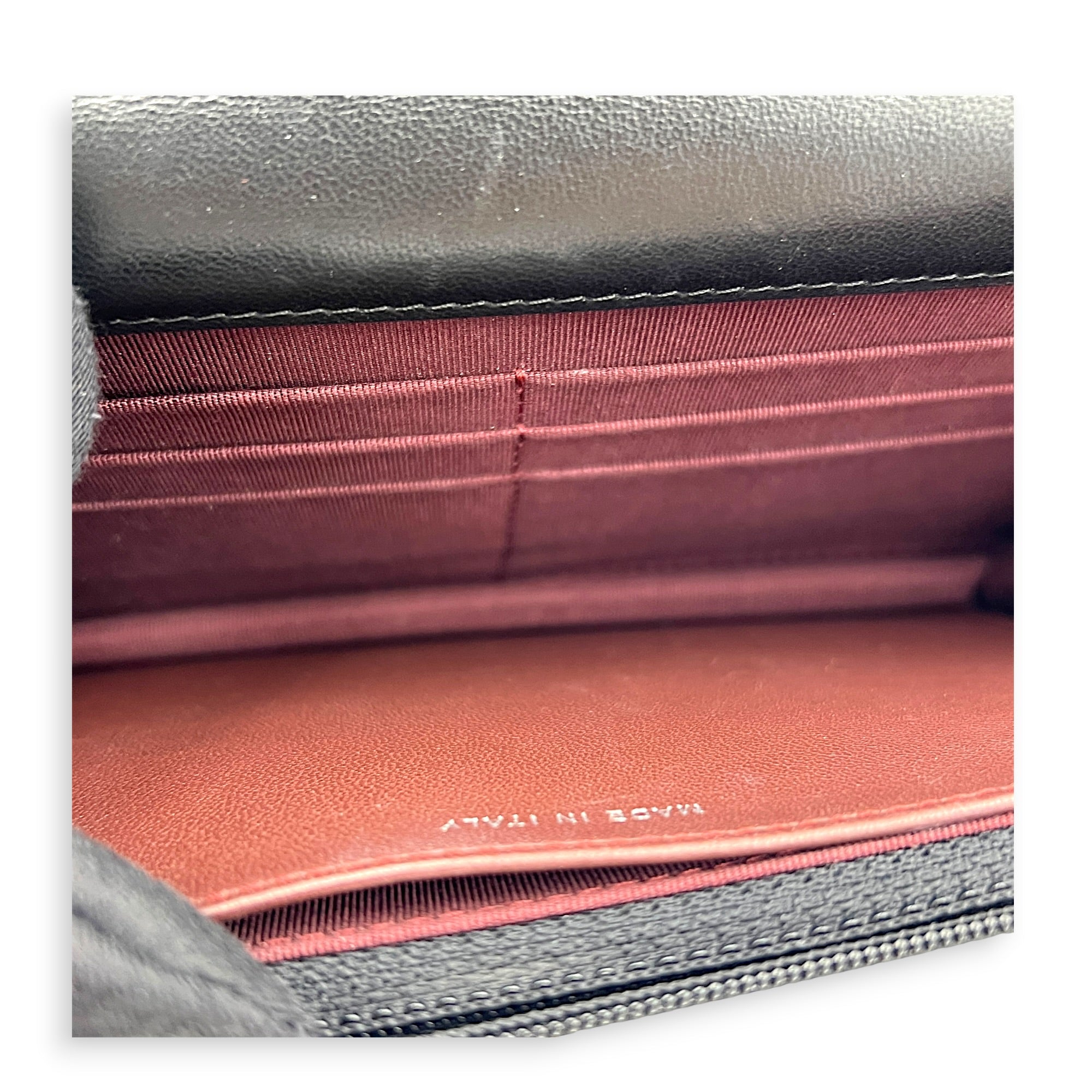 CC Black Wallet On Chain in Lambskin, Silver hardware
