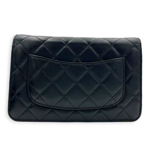 CC Black Wallet On Chain in Lambskin, Silver hardware
