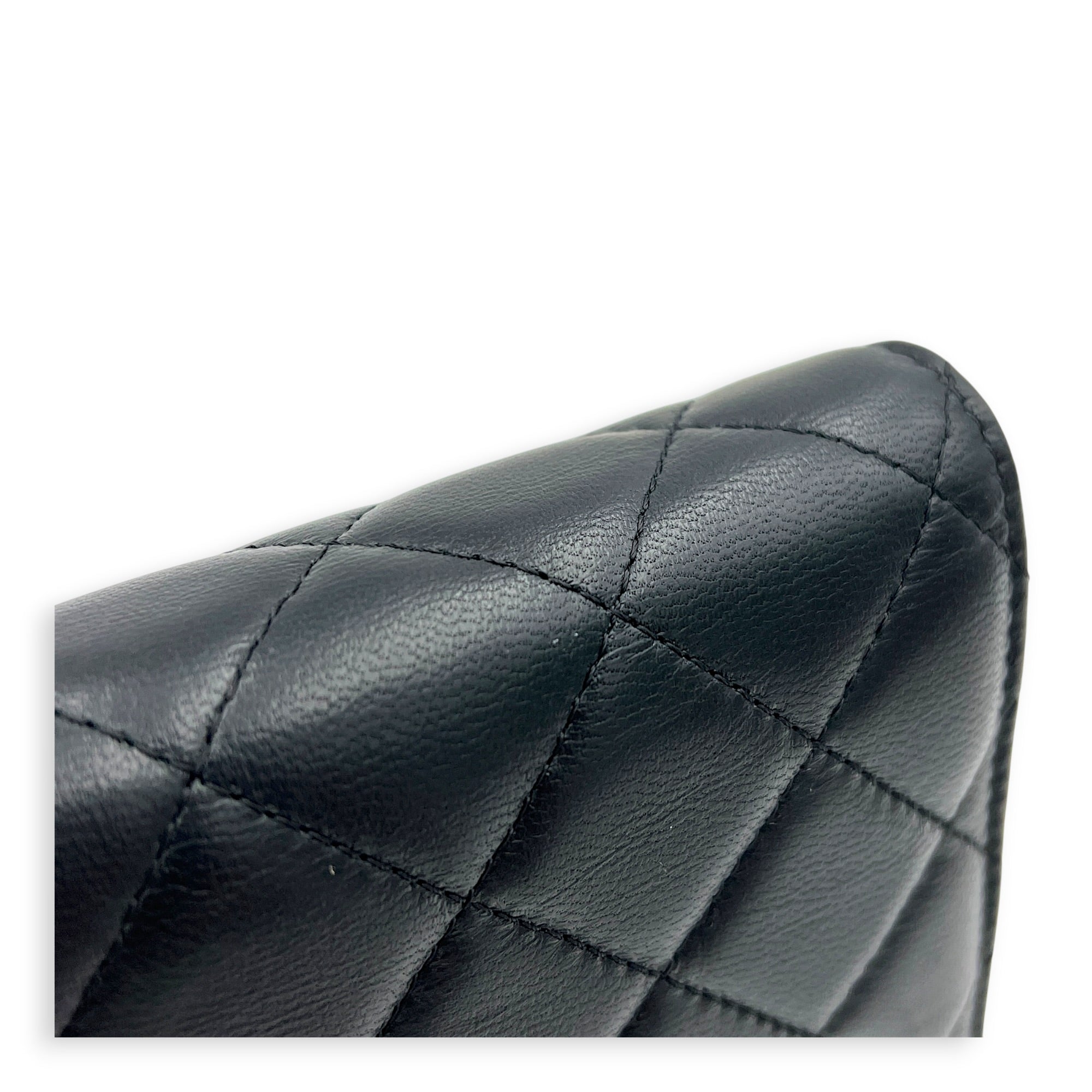 CC Black Wallet On Chain in Lambskin, Silver hardware