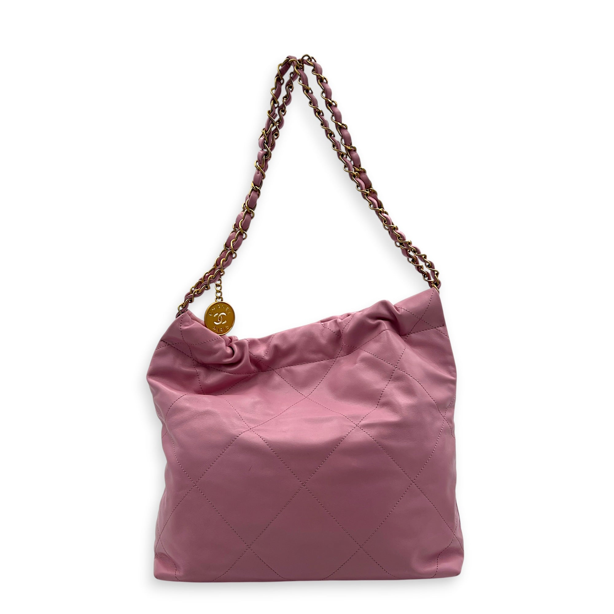 22 Tote Small Pink Tote Bag in Lambskin, Gold hardware
