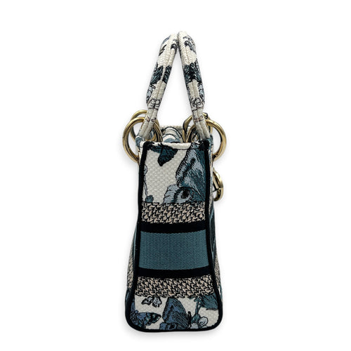 Lady D-Lite Mini Blue Top Handle Bag in Jacquard, Palladium hardware