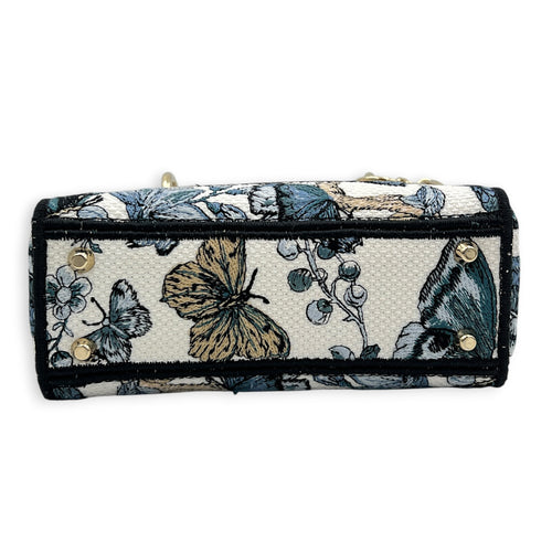 Lady D-Lite Mini Blue Top Handle Bag in Jacquard, Palladium hardware