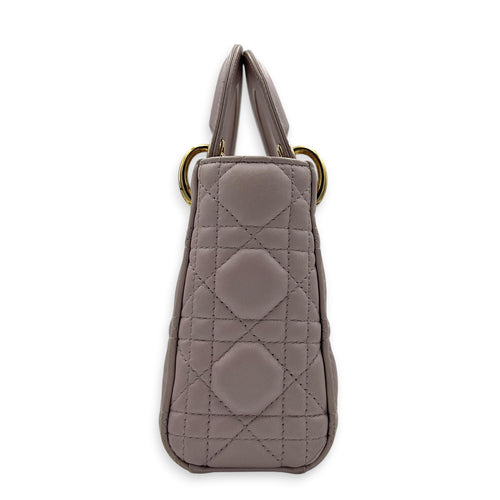 Lady Dior Mini Pink Top Handle Bag in Lambskin, Gold hardware