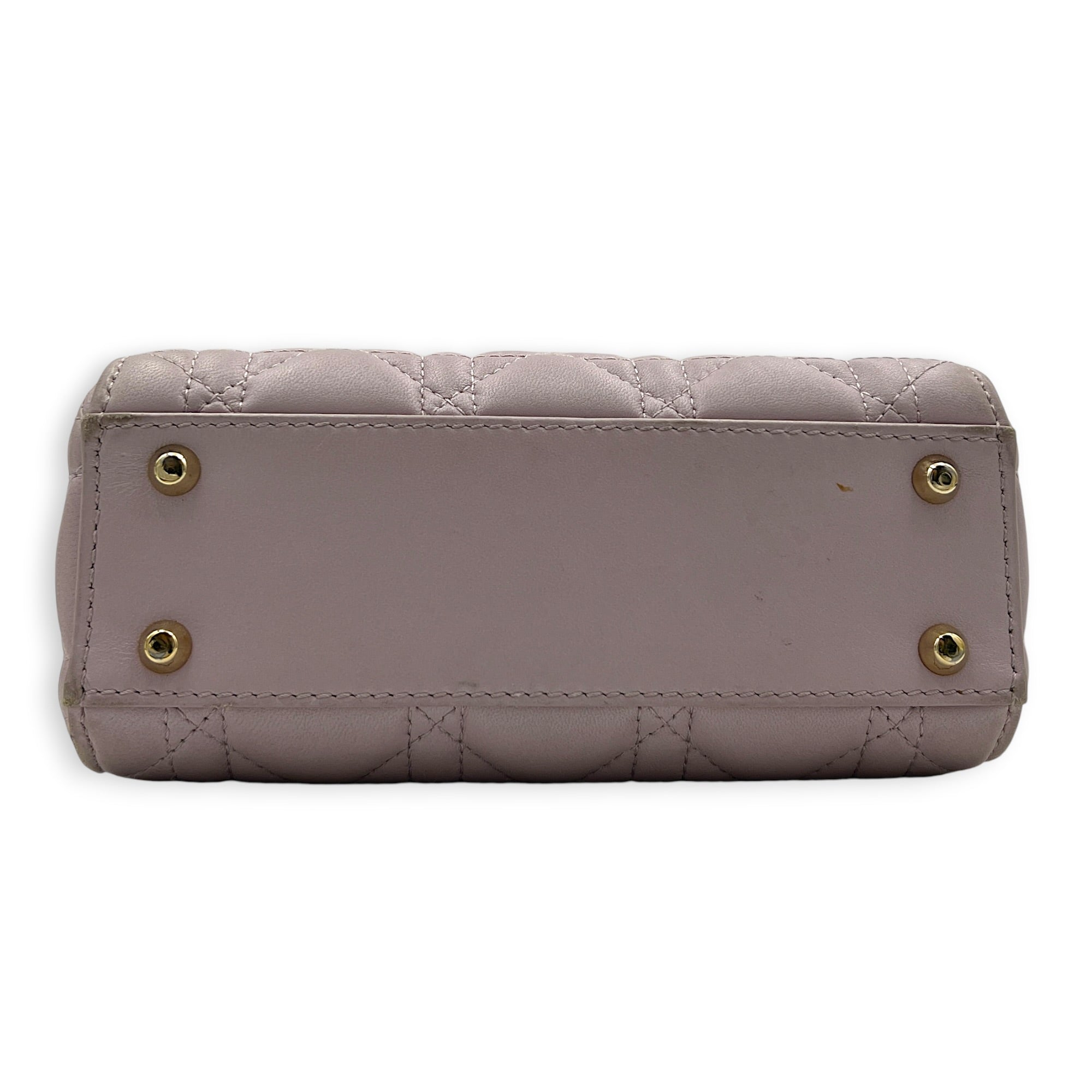 Lady Dior Mini Pink Top Handle Bag in Lambskin, Gold hardware