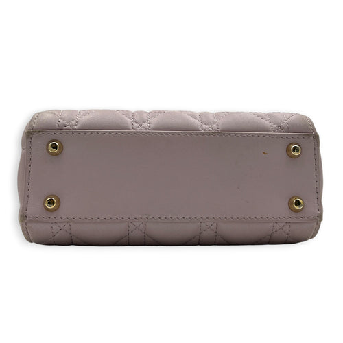 Lady Dior Mini Pink Top Handle Bag in Lambskin, Gold hardware