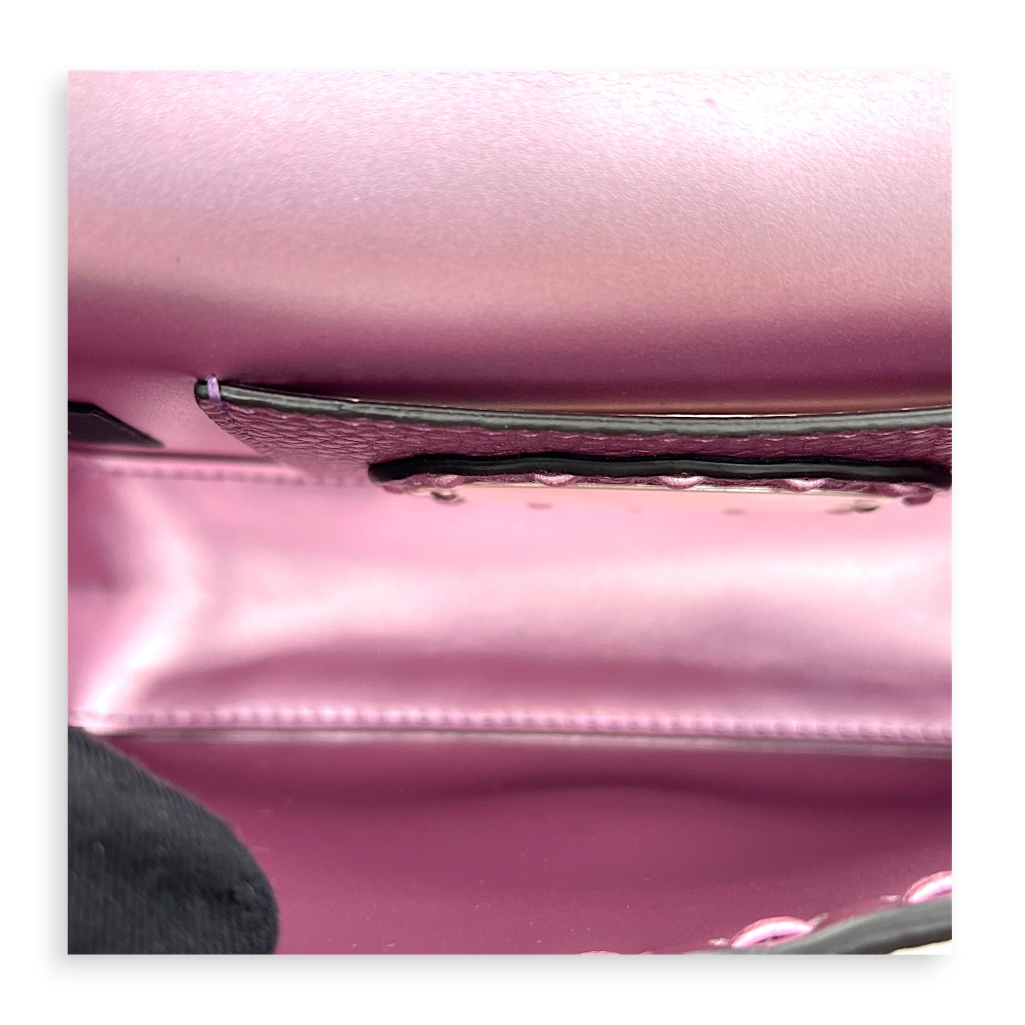 Selleria Baguette Mini Purple Top Handle Bag in Calfskin, Silver hardware