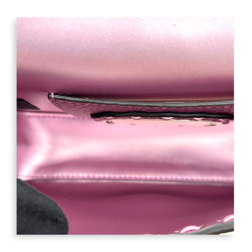 Selleria Baguette Mini Purple Top Handle Bag in Calfskin, Silver hardware