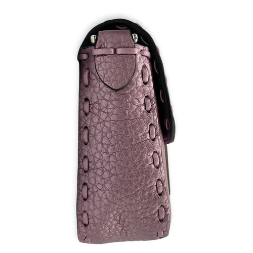 Selleria Baguette Mini Purple Top Handle Bag in Calfskin, Silver hardware